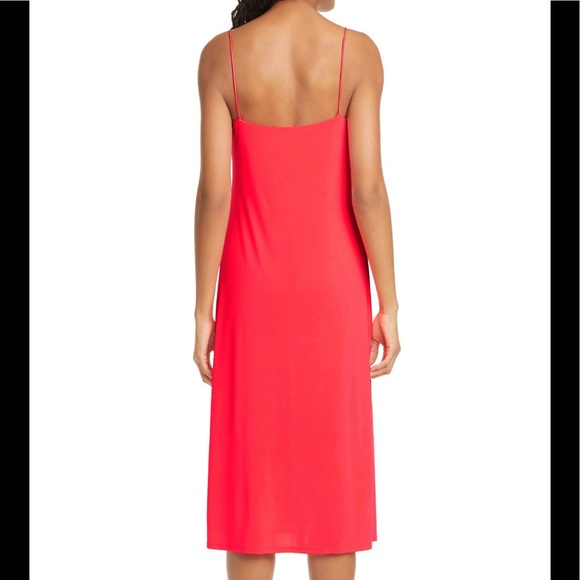 LE SUPERBE Entourage Midi Slipdress in Hot Coral - Picture 3 of 5